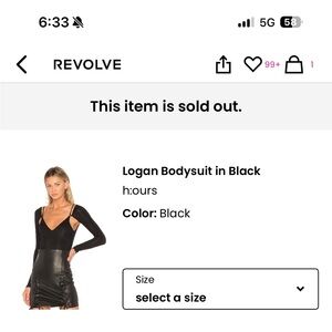 H:ours Logan Bodysuit in Black XS Revolve